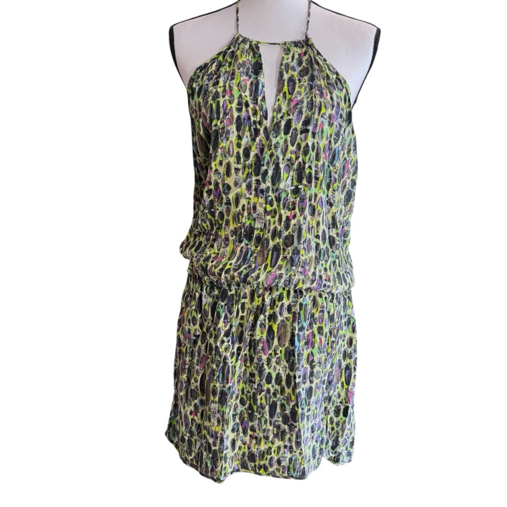 Animale Silk Green Print Dress M